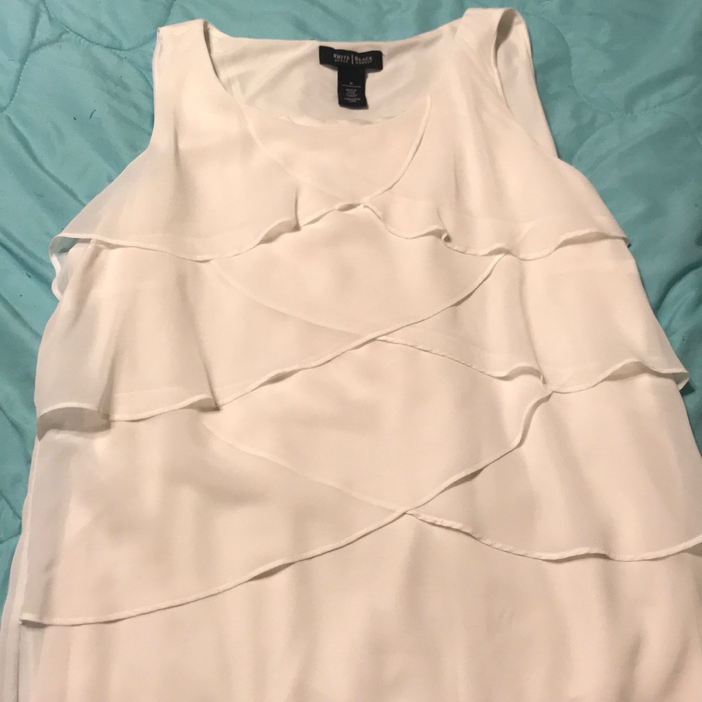 WHBM White Tiered Sleeveless Blouse